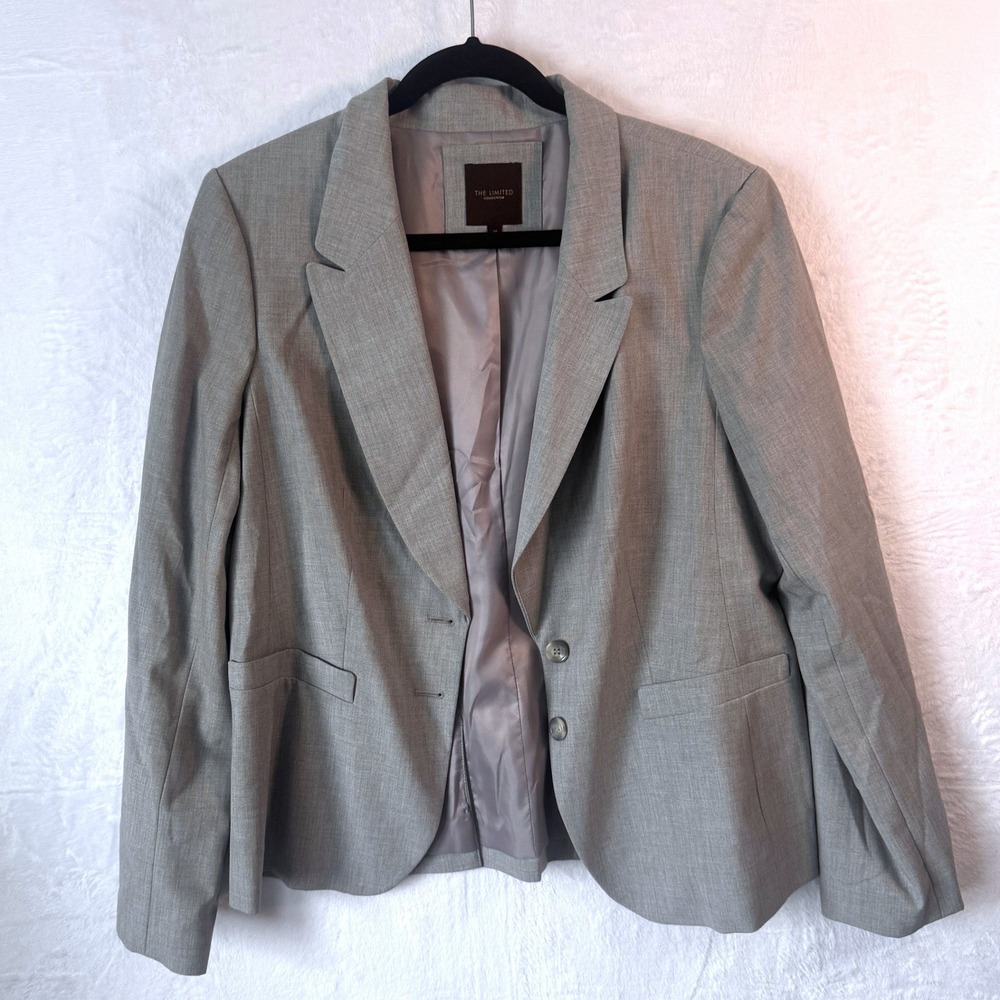 The Limited Collection Womens Gray Two Button Blazer Jacket Size 14 Professional